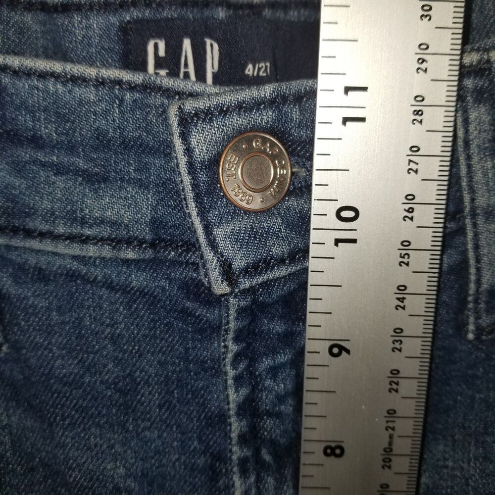 GAP High Rise Vintage Slim Jeans Size 4R 27 Dark Villa Wash Blue Stretch Denim - Picture 6 of 11